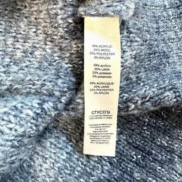 Chico's Women's Wool Blend Short Sleeve Zip Knit Sweater Gray Size XL - Picture 7 of 9